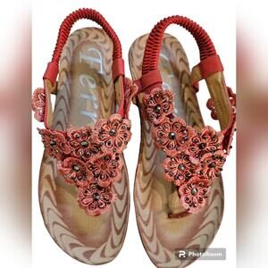 HENRY FERRERA Crochet Thong Sandals 7.5 NWOT